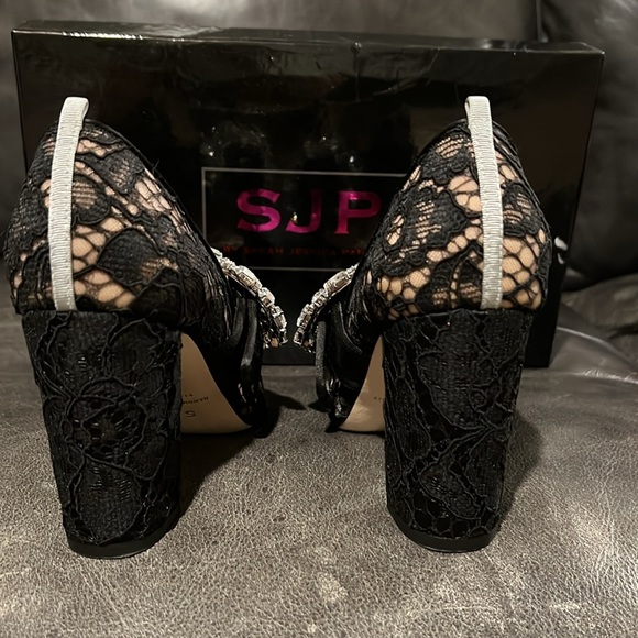 "Authentic Sarah Jessica Parker lace Crystal Mary Janes in size 36." - Picture 4 of 7